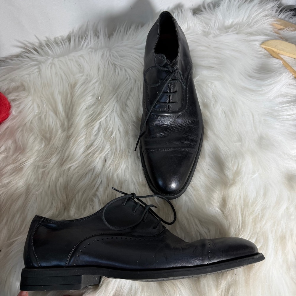 Charles‎ Jourdan Paris Nathan Mens Black Leather Cap Toe Oxford Dress Shoes